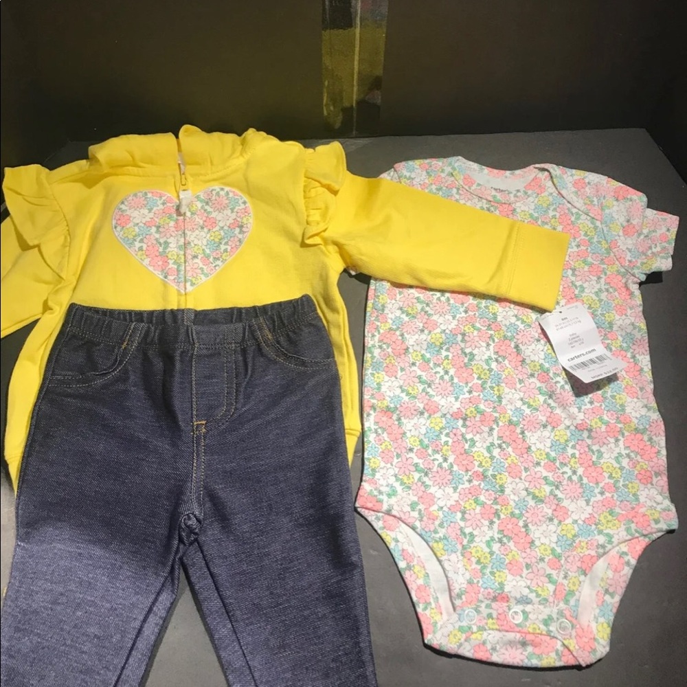 Carters Girls 3 Piece Outfit 6mos
